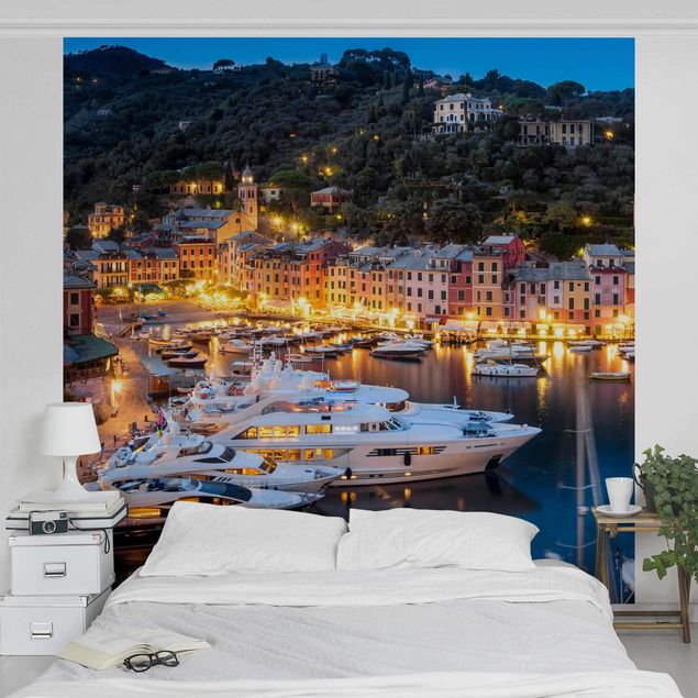 Fototapete Städte Nacht im Hafen von Portofino