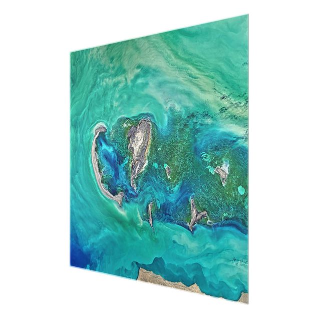 Glasbild - NASA Fotografie Kaspisches Meer - Quadrat