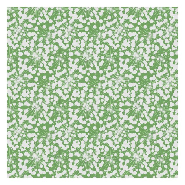 Design Tapete Natürliches Muster Pusteblume mit Punkten vor Grün