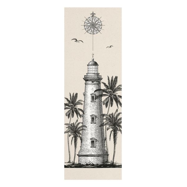 Schöne Wandbilder Nautik Leuchtturm mit Kompassrose