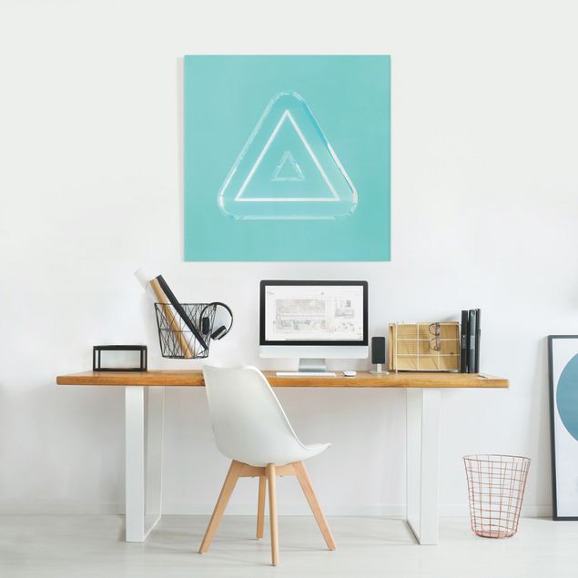 Moderne Leinwandbilder Wohnzimmer Neon Gamer Symbol Dreieck
