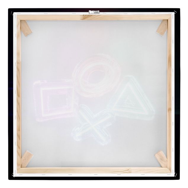 Leinwandbild - Neon Kreis Quadrat Dreieck X - Quadrat - 1:1