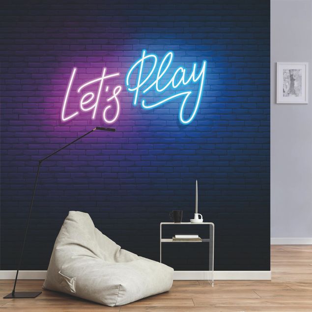 Gamer Tapete Neon Schrift Let's Play