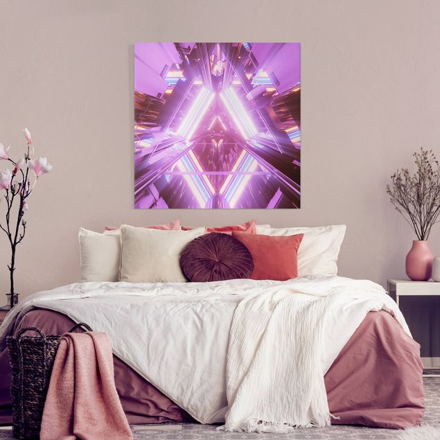 Moderne Leinwandbilder Wohnzimmer Neonlichter im Dreieck