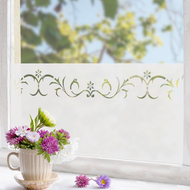 Fensterbilder selbstklebend Blumen No.CA16 Winterbordüre II