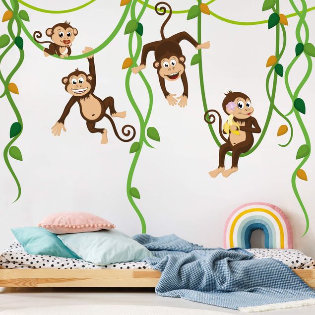Wandtattoo Wandsticker Wandaufkleber Tiere Affe Ast Wand Design Kinder Premium 