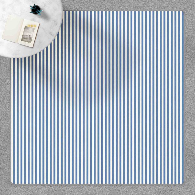 Teppich blau No.YK44 Streifen Blau Weiß