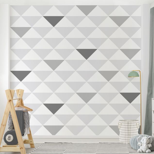 Geometrische Muster Tapete No.YK66 Dreiecke Grau Weiß Grau