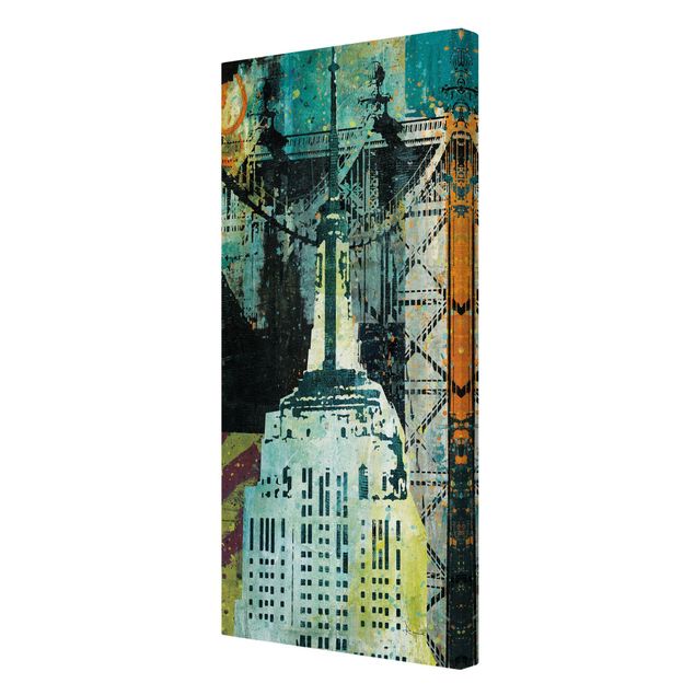 Wandbilder Wohnzimmer modern NY Graffiti Empire State Building