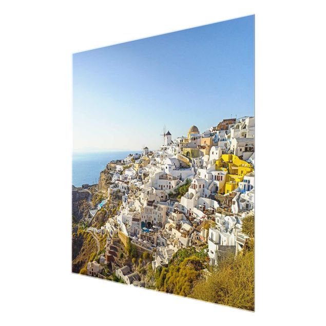 Glasbild - Oia auf Santorini - Quadrat