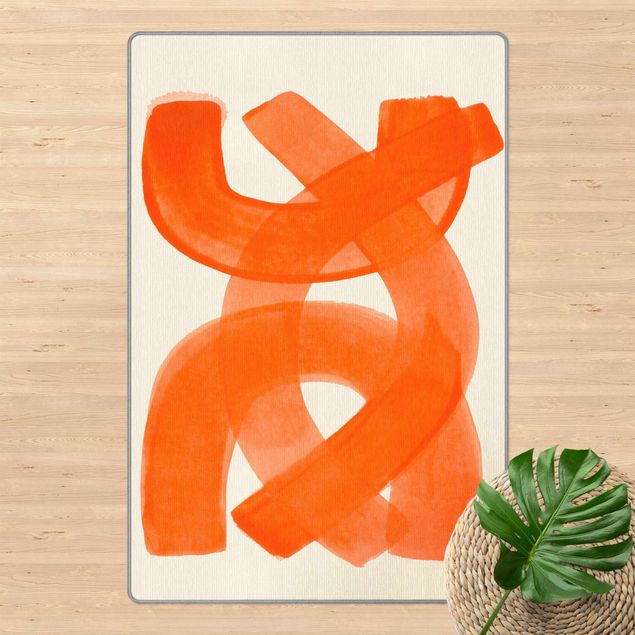 Moderne Teppiche Orange Pinselstriche
