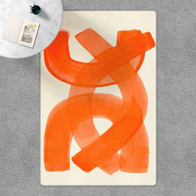 Teppich abstrakt Orange Pinselstriche