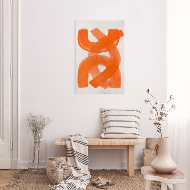 Abstrakte Leinwandbilder Orange Pinselstriche
