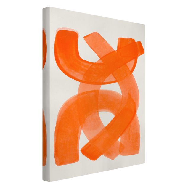 Leinwandbild Kunstdruck Orange Pinselstriche