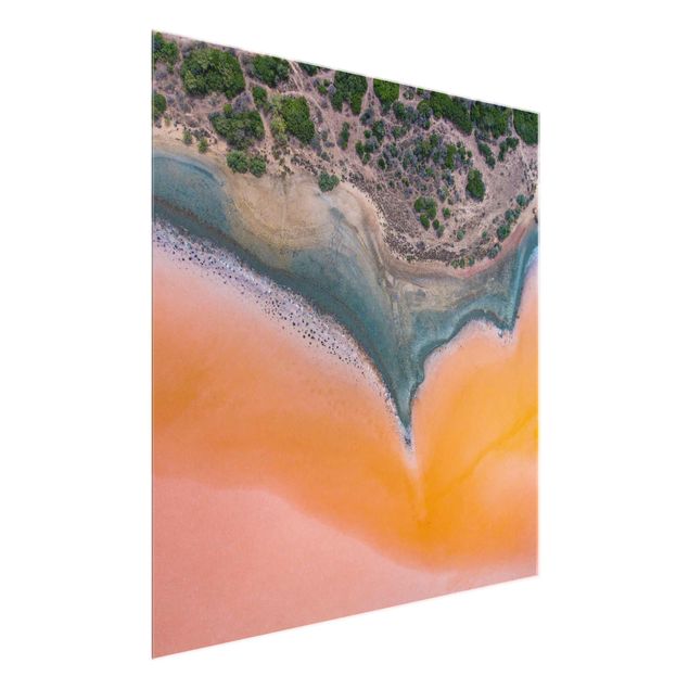 Glasbild Landschaften Oranges Seeufer auf Sardinien