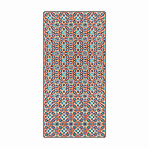 Teppich Esszimmer Orientalisches Muster mit bunten Blumen