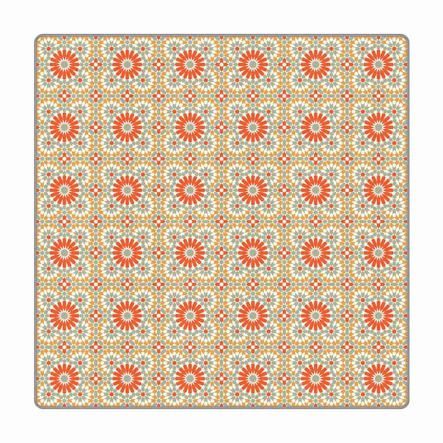 Teppich Esszimmer Orientalisches Muster mit bunten Kacheln