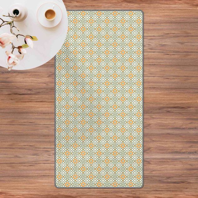 Moderne Teppiche Orientalisches Muster mit gelben Blüten