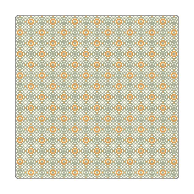 Teppich Esszimmer Orientalisches Muster mit gelben Blüten