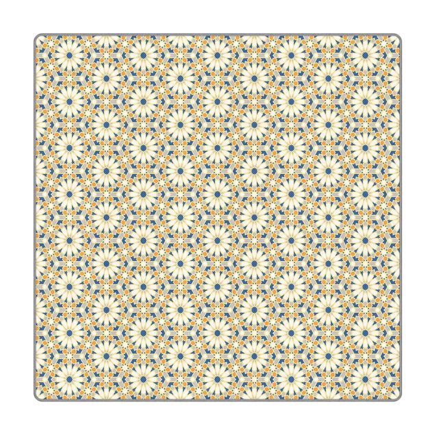 Teppich Esszimmer Orientalisches Muster mit gelben Sternen