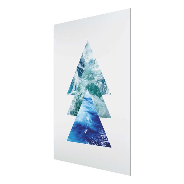 Glasbild - Ozean Dreiecke - Hochformat