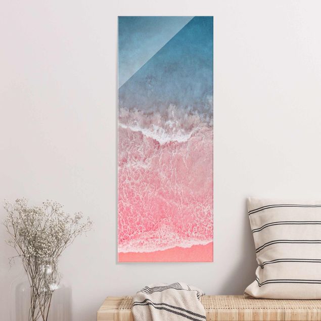 Strand Glasbilder Ozean in Pink