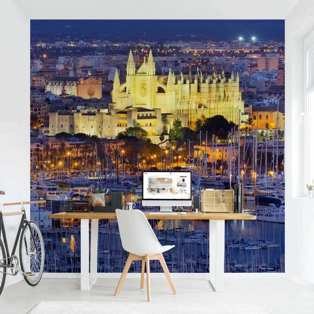 Fototapete Design Palma de Mallorca City Skyline und Hafen