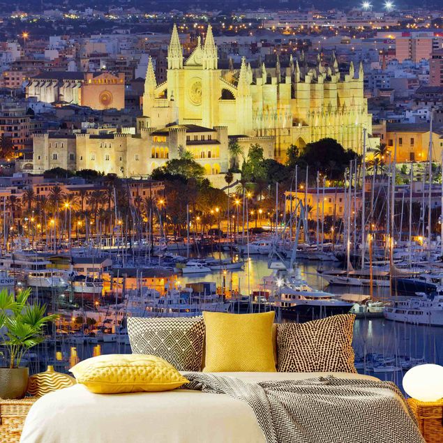 Fototapeten Palma de Mallorca City Skyline und Hafen