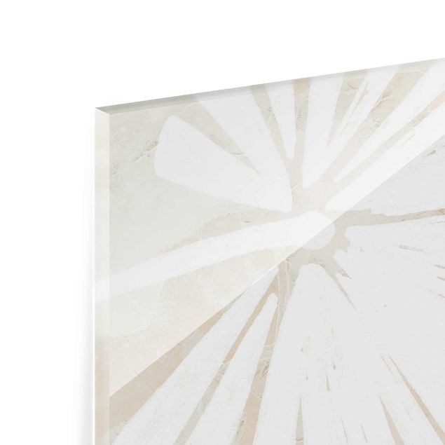 Glasbild - Palmenblatt Silhouette auf Leinen - Querformat