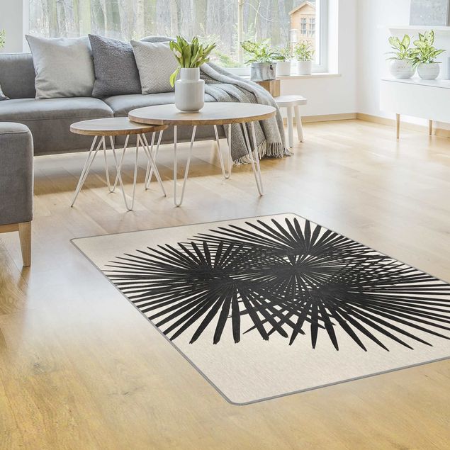 Teppiche Palmenfarne in Schwarz-Weiß