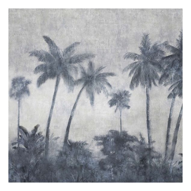 Leinwand Kunstdruck Palmenkette in blau