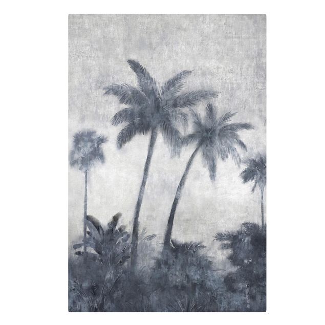 Leinwand Kunstdruck Palmenkette in blau