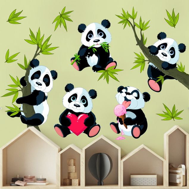 Wandsticker Bär Pandabären Set Herz