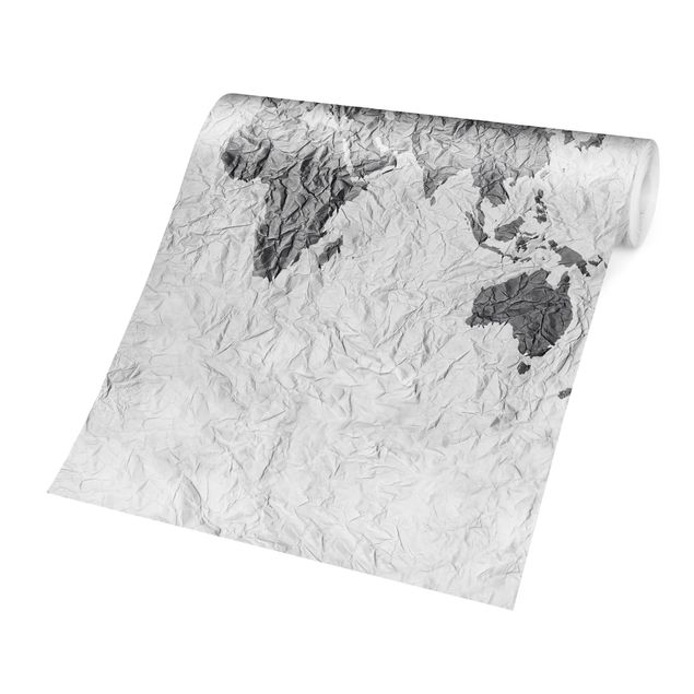 Tapeten weiß Papier Weltkarte Weiß Grau