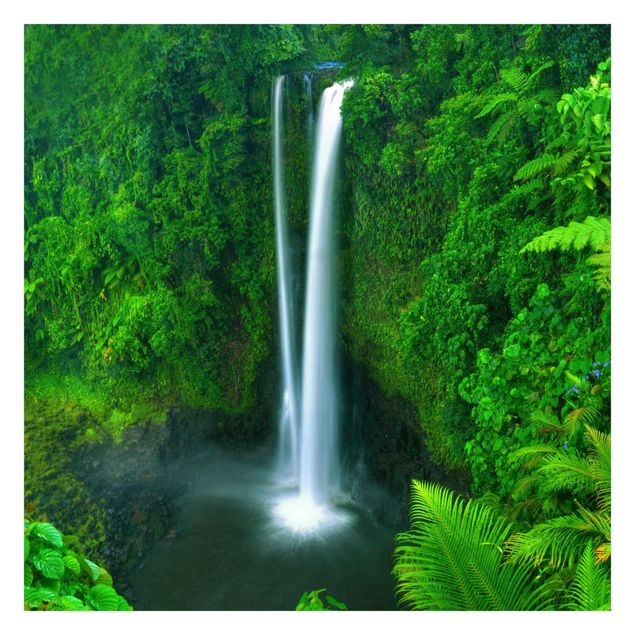 Grüne Tapete Paradiesischer Wasserfall