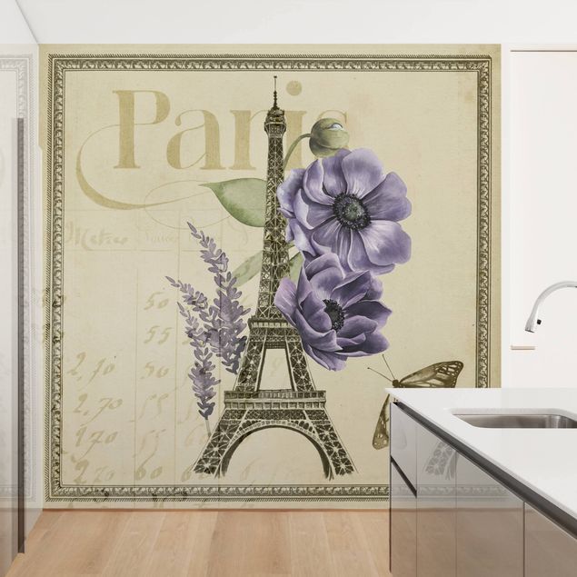 Wandtapete Design Paris Collage Eiffelturm