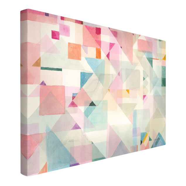 Leinwandbild Kunstdruck Pastellfarbene Dreiecke
