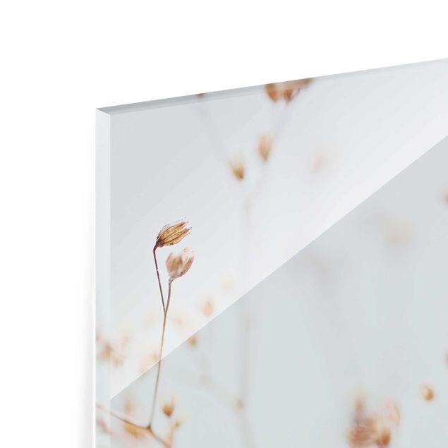 Glasbild - Pastellknospen am Wildblumenzweig - Hochformat