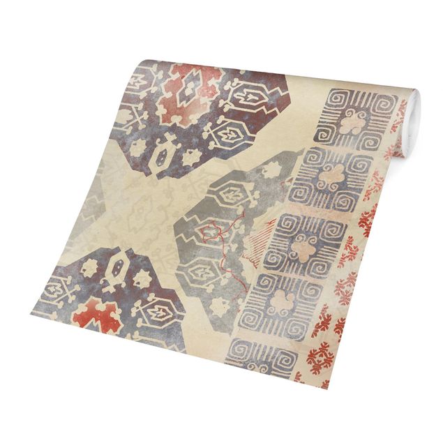 Design Tapete Persisches Vintage Muster in Indigo