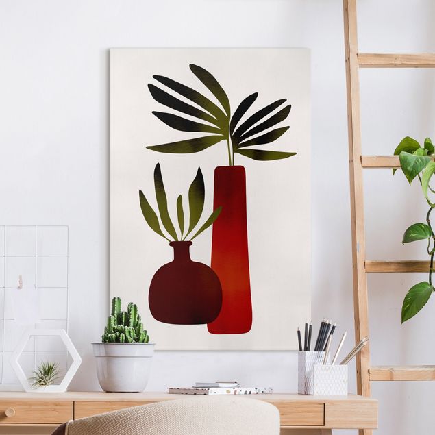 Leinwandbilder XXL Pflanzen in roten Vasen