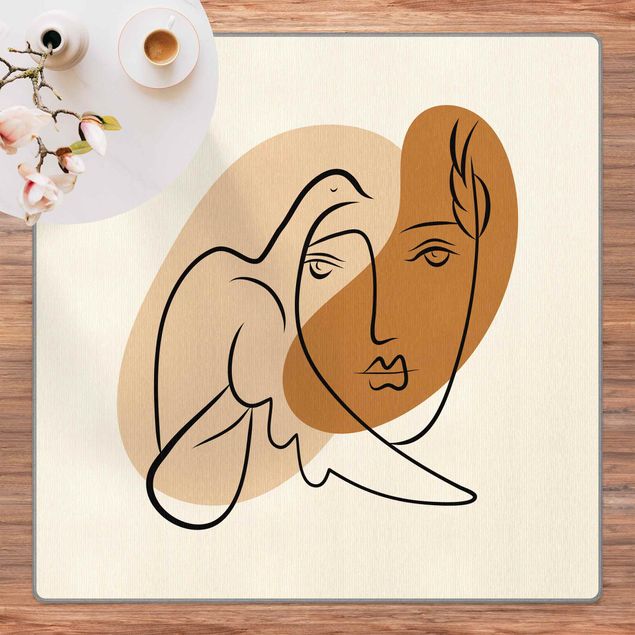 Teppich braun Picasso Interpretation - Dame mit Taube