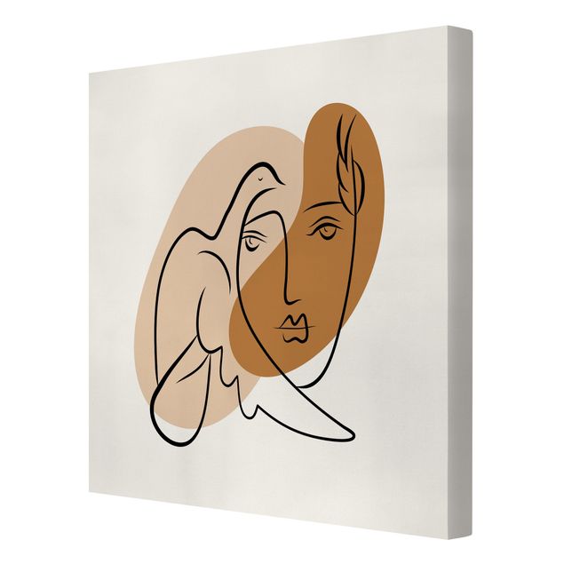 Leinwandbild - Picasso Interpretation - Dame mit Taube - Quadrat 1:1