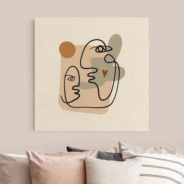 Moderne Leinwandbilder Wohnzimmer Picasso Interpretation - Wangenkuss