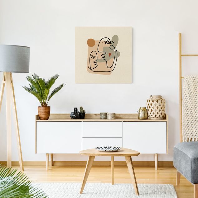 Moderne Leinwandbilder Wohnzimmer Picasso Interpretation - Wangenkuss