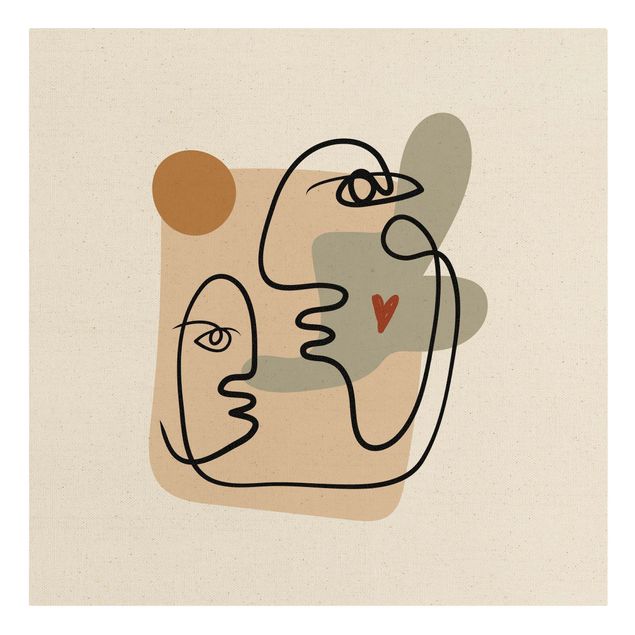 Leinwandbild Natur - Picasso Interpretation - Wangenkuss - Quadrat 1:1