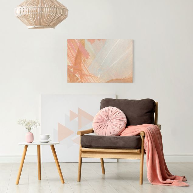 Moderne Leinwandbilder Wohnzimmer Pink und Vanille I