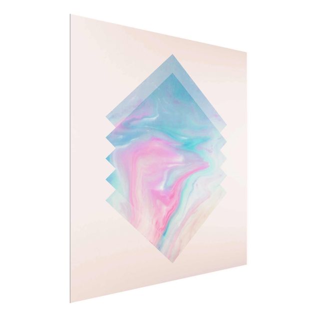 Glasbild - Pinkes Wasser Marmor - Quadrat