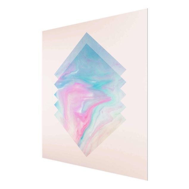 Glasbild - Pinkes Wasser Marmor - Quadrat