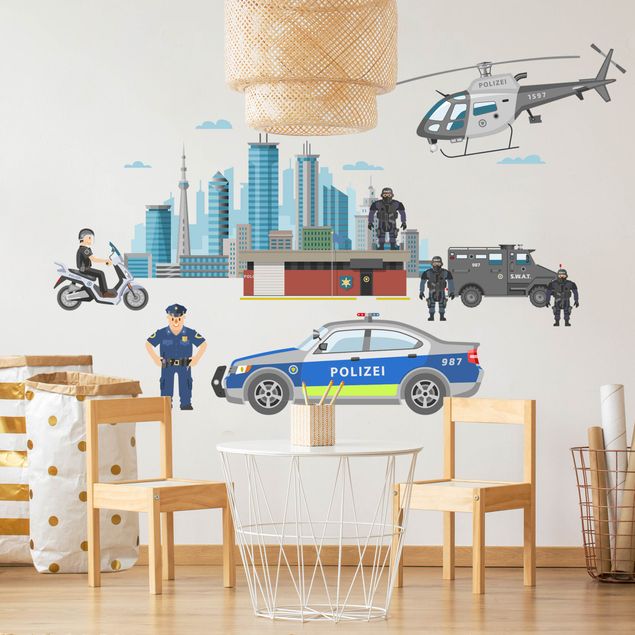 3D Wandtattoo Polizei und Polizeiautos Set