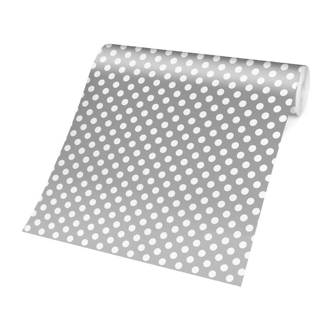 Tapete grau Punkte in Weiß auf Grau